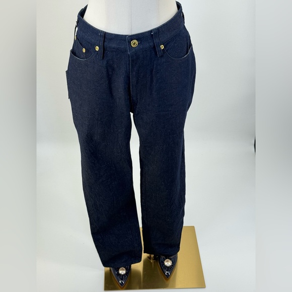 Brandon Maxwell High Rise Classic Straight leg Skinny Dark Blue Denim Size 28 - Picture 4 of 16